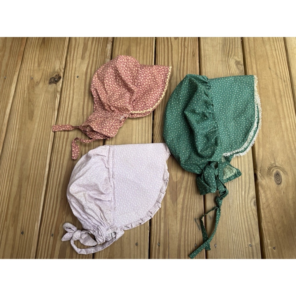 3 Vintage Women's Handmade Pioneer Farm Girl Prarie Sun Bonnet Hats Floral